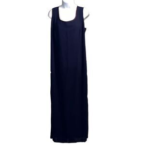 NWT Patra Woman Sleeveless Long Dress Scoop Neck Back Zip Solid Blue Size 16